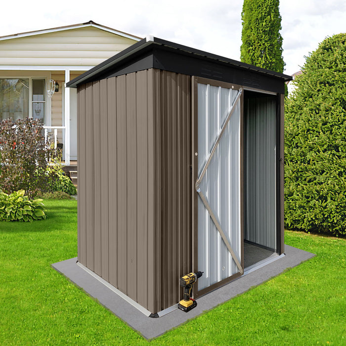 Garden Sheds 5FtX4Ft Outdoor Storage Sheds Brown / Black