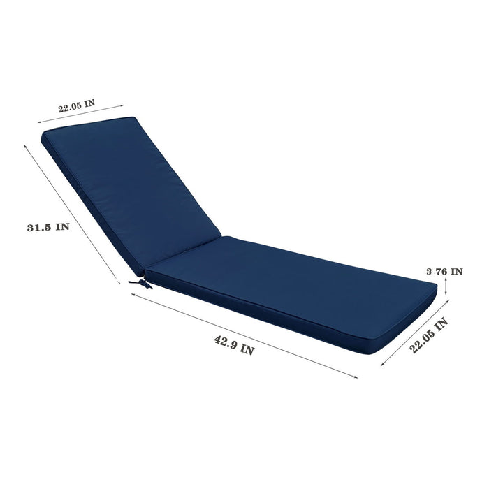 (Set of 2) Outdoor Lounge Chair Cushion Replacement Patio Funiture Seat Cushion Chaise Lounge Cushion - Navy Blue