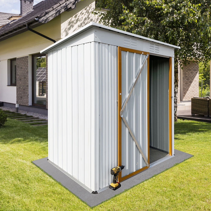 Garden Sheds 5Ftx4Ft Outdoor Storage Sheds White / Yellow