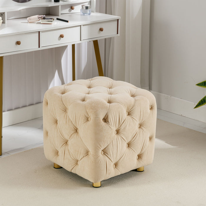 Modern Velvet Upholstered Ottoman, Exquisite Small End Table, Soft Foot Stool, Dressing Makeup Chair, Comfortable Seat For Living Room, Bedroom, Entrance