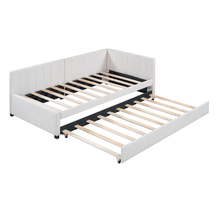 Upholstered Daybed With Trundle, Sofa Bed Frame, No Box Spring Needed