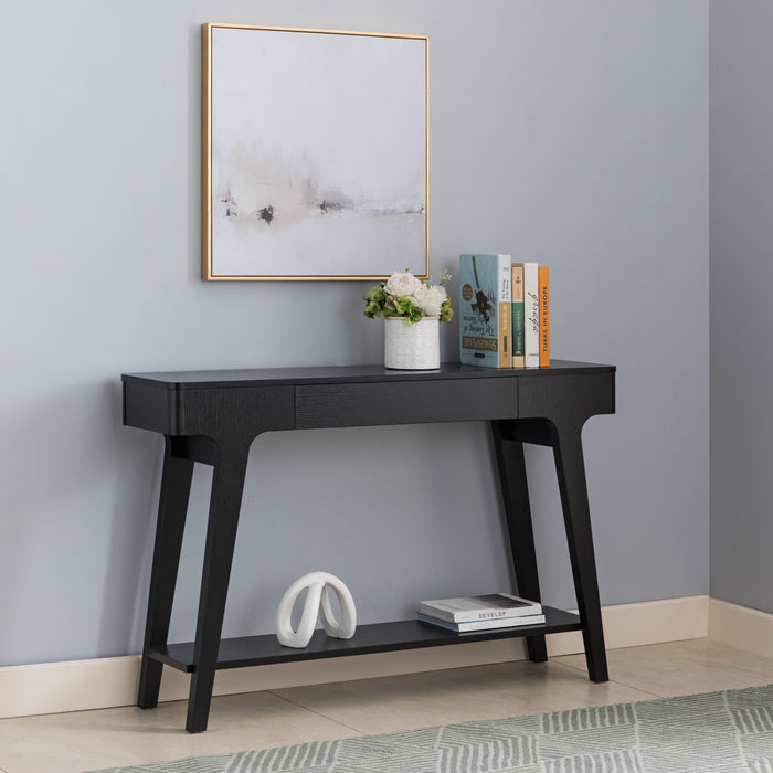 Hallway Console Table With Storage Drawer And Bottom Shelve - Black