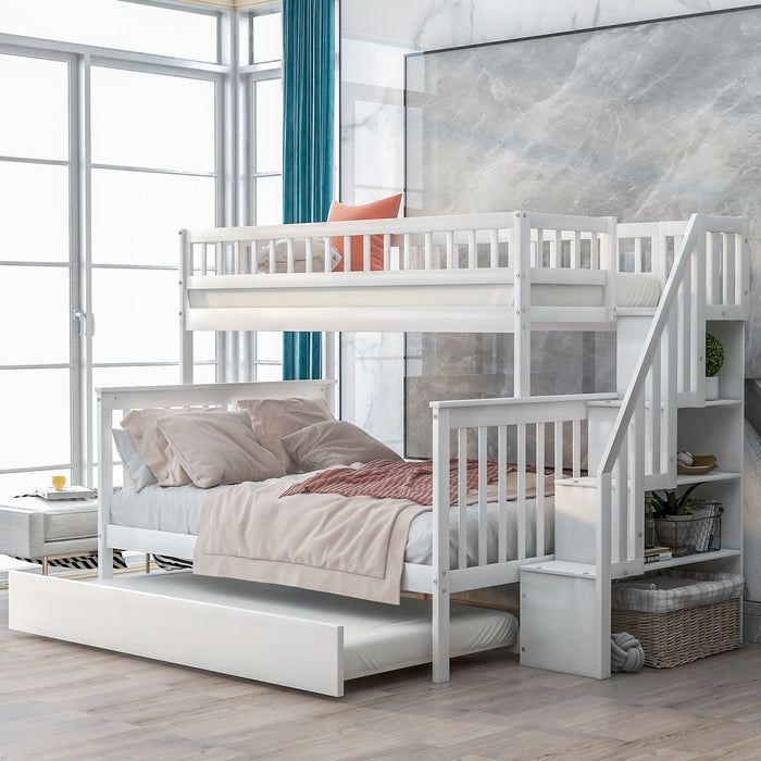 Kids Furniture - Bunk Bed With Trundle And Staircase