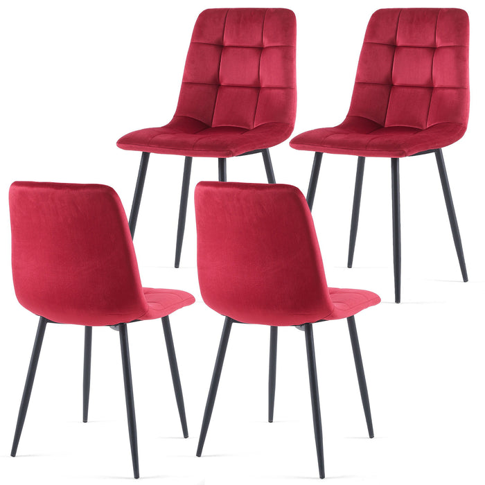 Mid-Century Modern Velvet Dining Chairs Set For Kitchen, Living Room