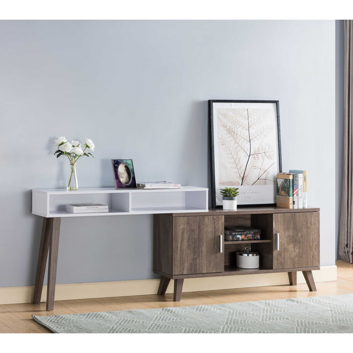 Home Entryway Console Table With Multi-Storage Compartments - Hazelnut & White