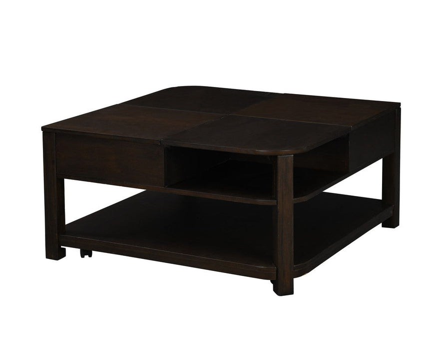 Flora - MDF Lift Top Coffee Table With Shelves - Dark Brown
