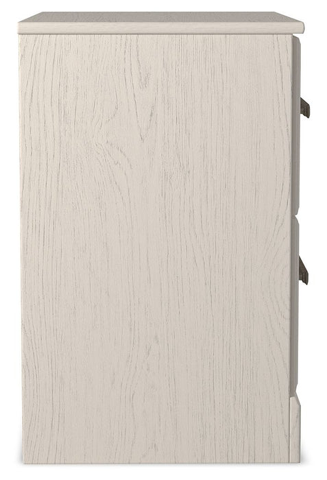 Stelsie - Branco - Mesa de cabeceira com duas gavetas