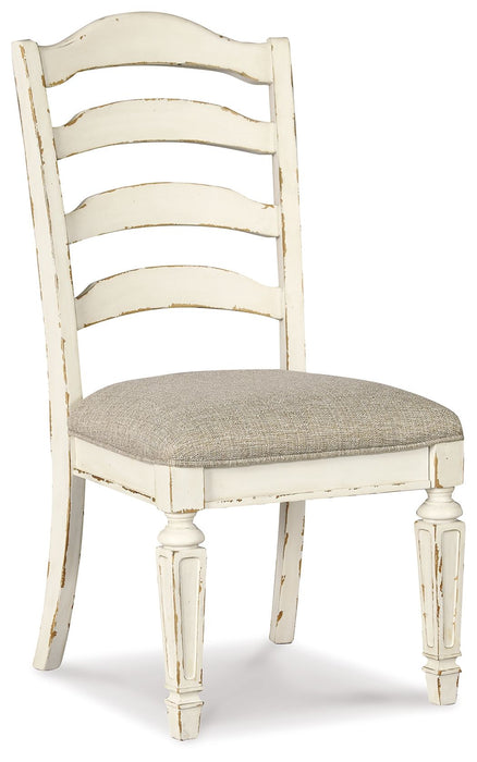 Realyn - Chipped White - Cadeira lateral de jantar Uph (conjunto de 2) - Ladderback