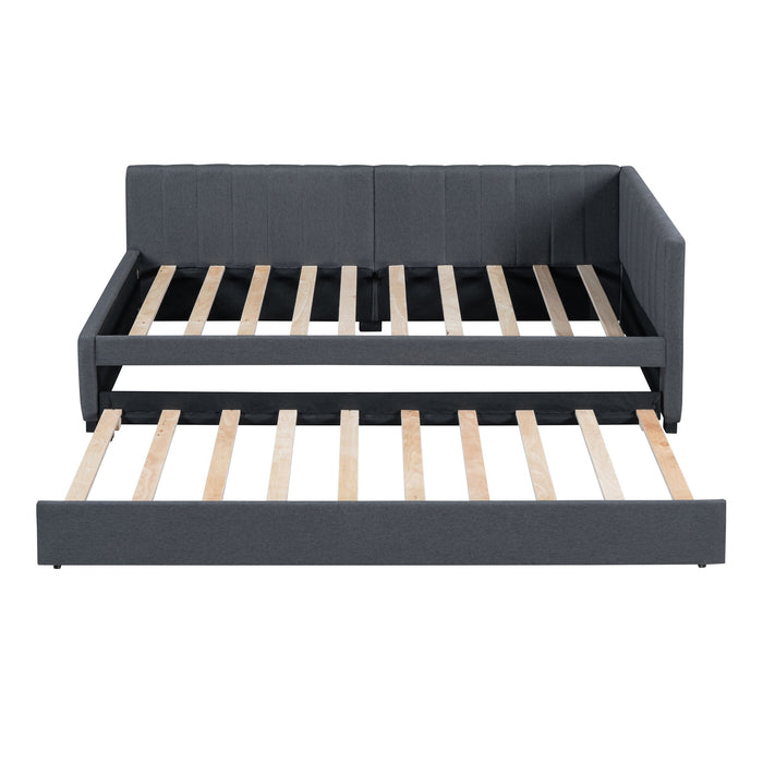 Upholstered Daybed With Trundle, Sofa Bed Frame, No Box Spring Needed