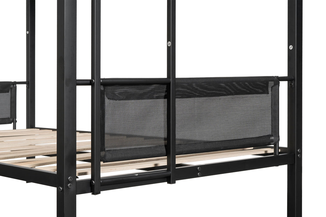 Twin Over Twin Bunk Bed With Trundle - Black