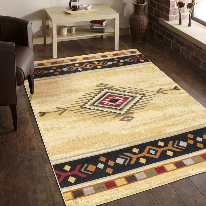 Tribes - 2'7" X 7'3" Southwest Area Rug - Cream - Polypropylene