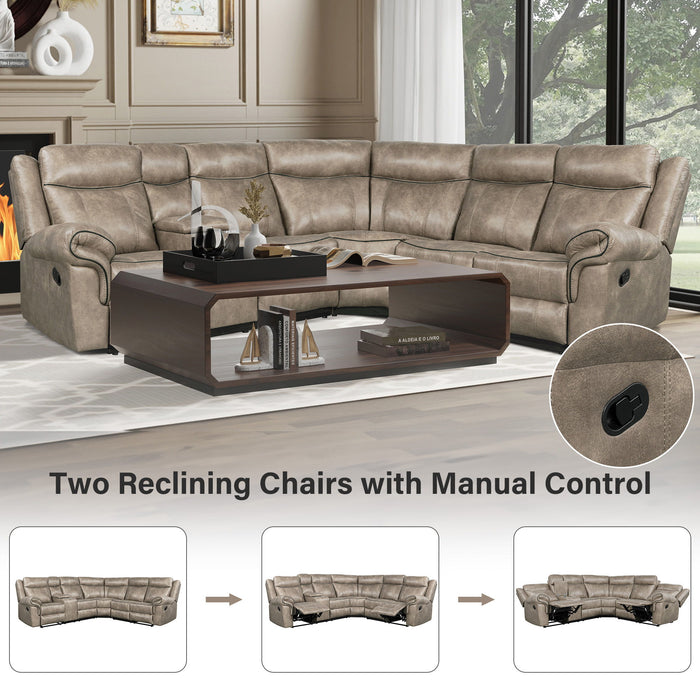 Home Theater Seating Manual Recliner With Cup Holder, Hide - Away Storage, 2 USB Ports And 2 Power Sockets For Living Room, Home Theater