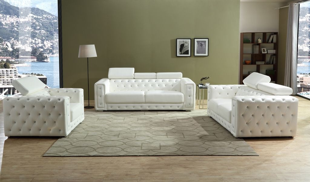 Charlise - 3 Piece Living Room Set - White