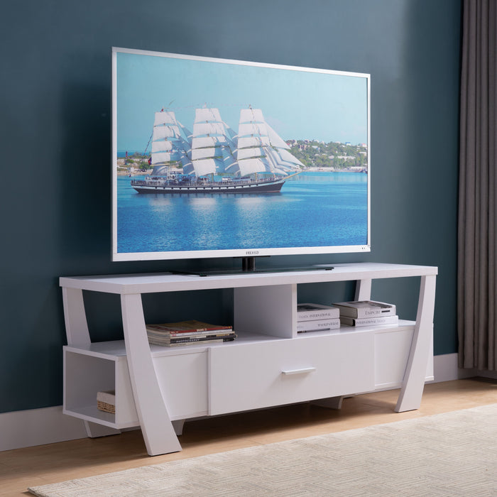 Contemporary TV Stand With Four Shelves And One Drawer