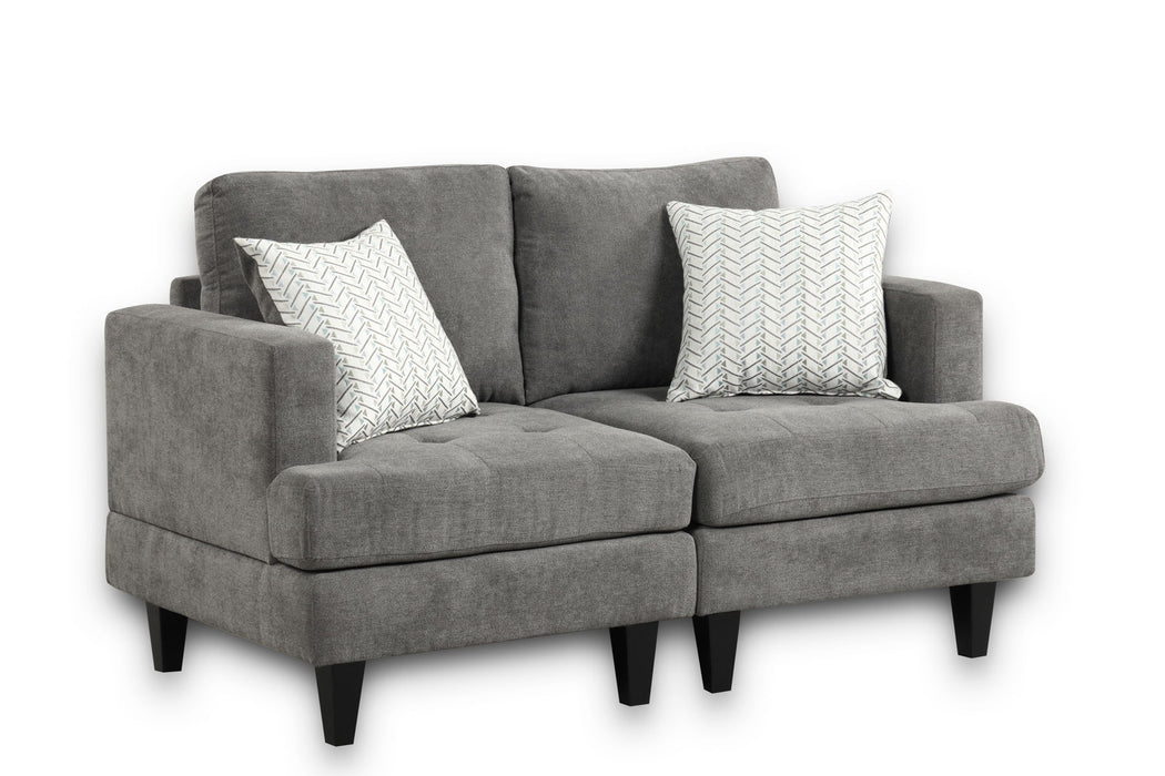 Callaway - Chenille Loveseat With Throw Pillows - Gray