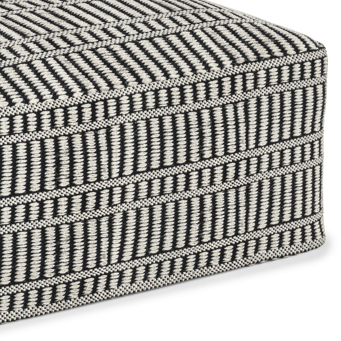 Safford - Square Woven Outdoor / Indoor Pouf - Black / White