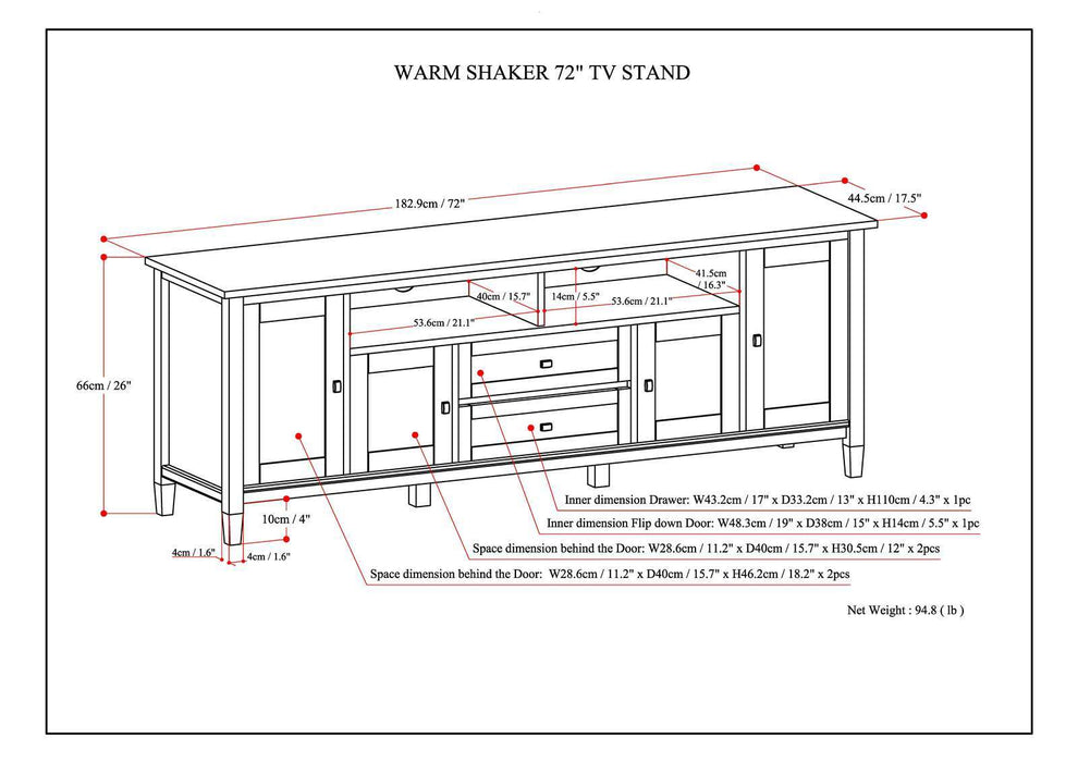 Warm Shaker - 72" TV Media Stand
