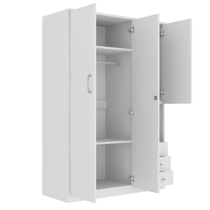 2 Doors Wardrobe Storage For Bedroom With Shelves And 3 Drawers