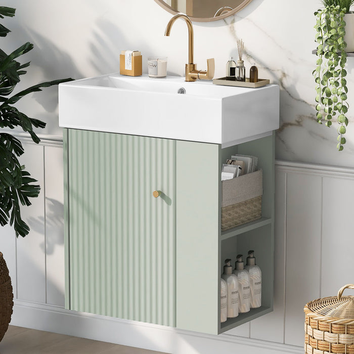 Modern Floating Bathroom Vanity With Ceramic Basin Perfect For Small Bathrooms