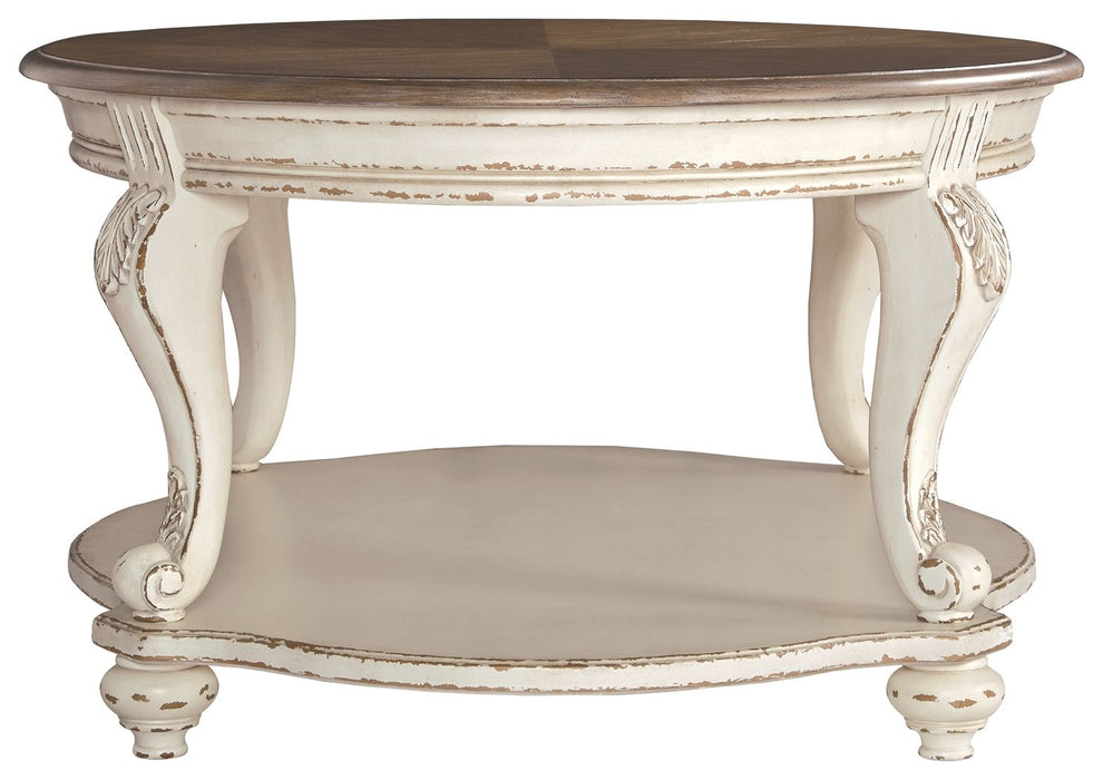 Realyn - Branco / Marrom - Mesa de coquetel oval