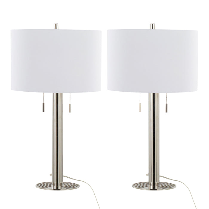 Master - 29" Contemporary Table Lamp (Set of 2) - Polished Nickel / White