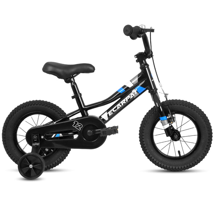 A12117 Kids' Bike 12" Wheels, 1 Speed Boys Girls Child Bicycles For 2 - 3 Years, With Removable Training Wheels Baby Toys, Front V Brake, Rear Holding Brake - Black