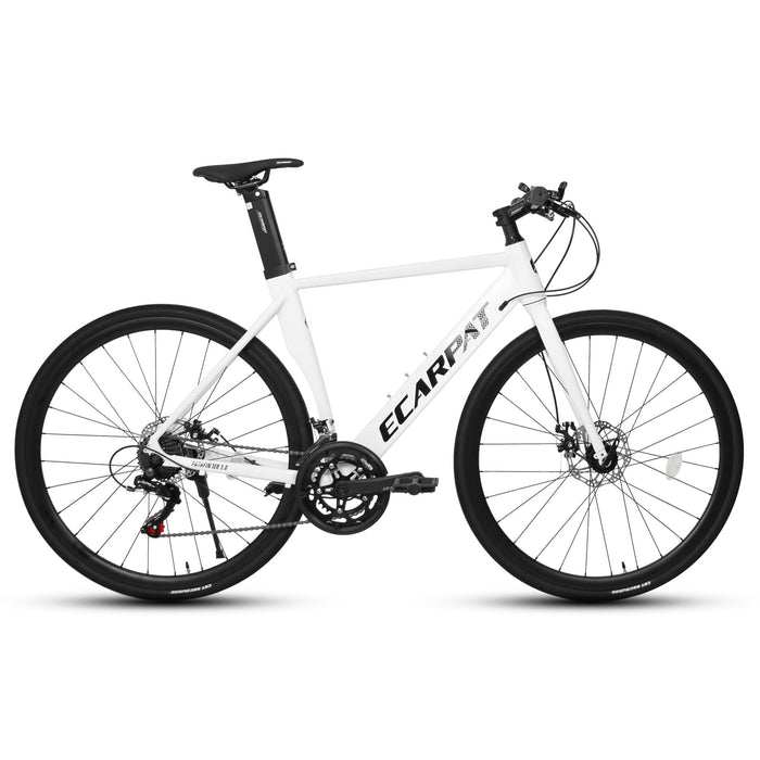 A28314 700C Ecarpat Road Bike, 14-Speed Shimano Disc Brakes, Light Weight Aluminum Frame, Racing Bike City Commuting Road Bicycle For Men Women - White