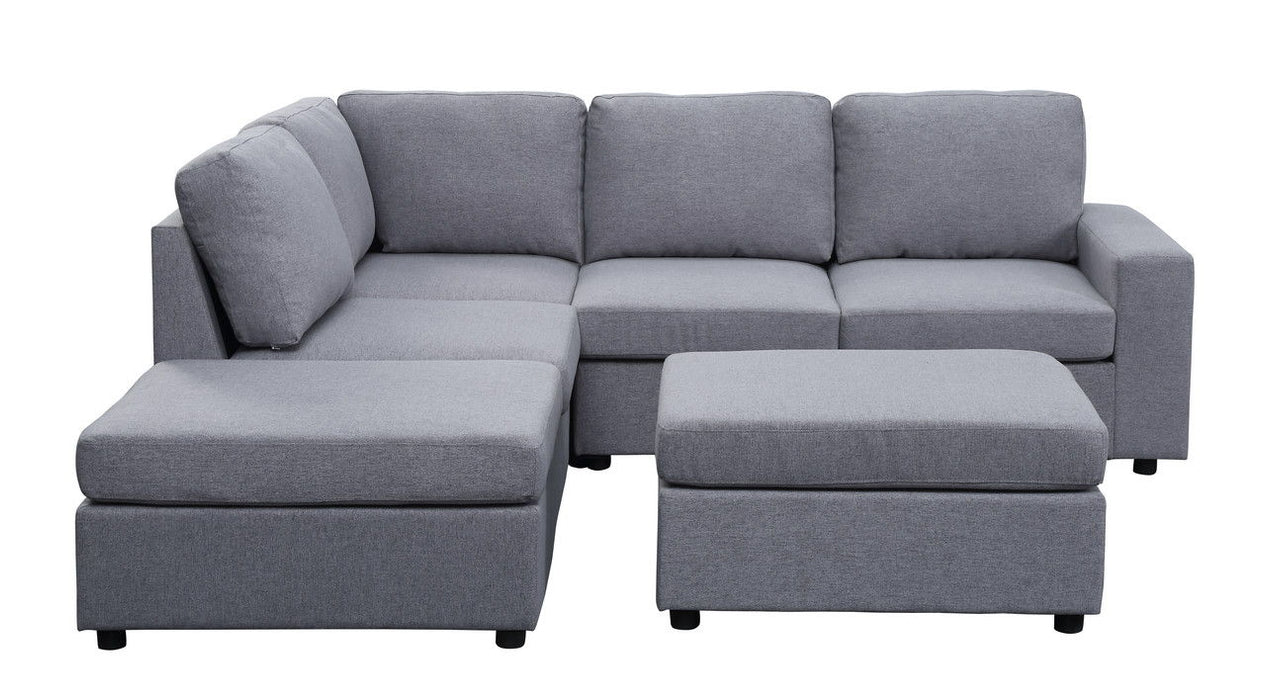 Marta - Linen 6 Seat Reversible Modular Sectional Sofa With Ottoman