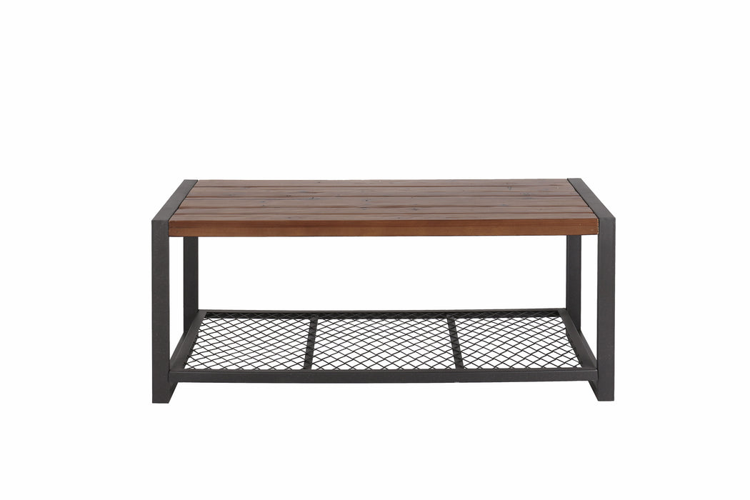 Console Coffee Table With Reclaimed Wood Finish, For Living Room - Natural