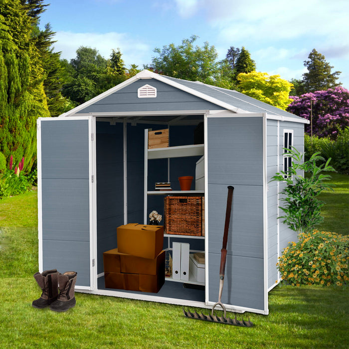 6X8Ft Resin Outdoor Storage Shed Kit-Perfect To Store Patio Furniture - Gray