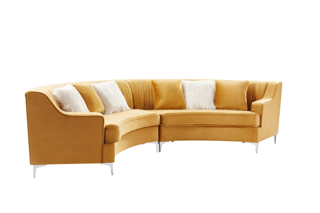 Velvet Curved Sofa - Gold