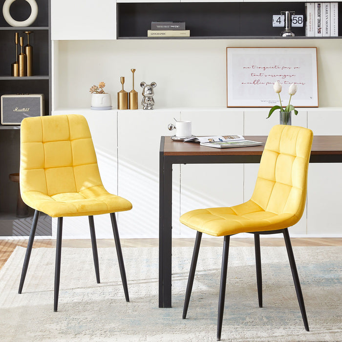 Yellow Velvet Dining Chairs, Modern Kitchen Dining Room Chairs (Set of 4)