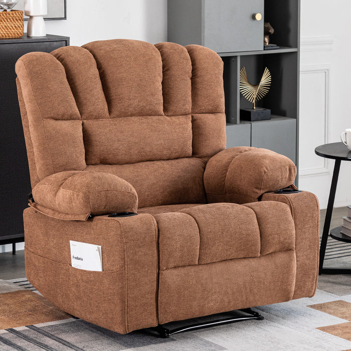 Massage Recliner Chair Sofa With Heating Vibration - Brown