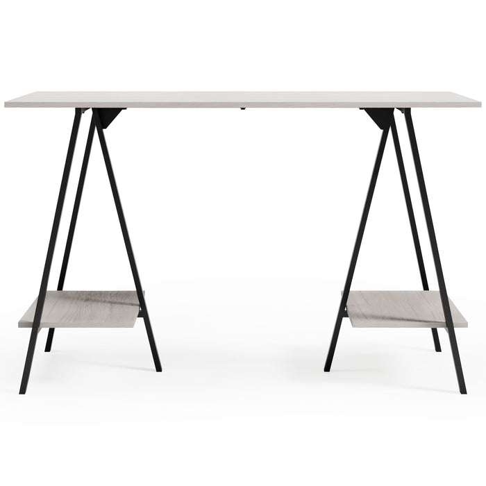 Bayflynn - Branco / Preto - Mesa Home Office - 2 Prateleiras Fixas