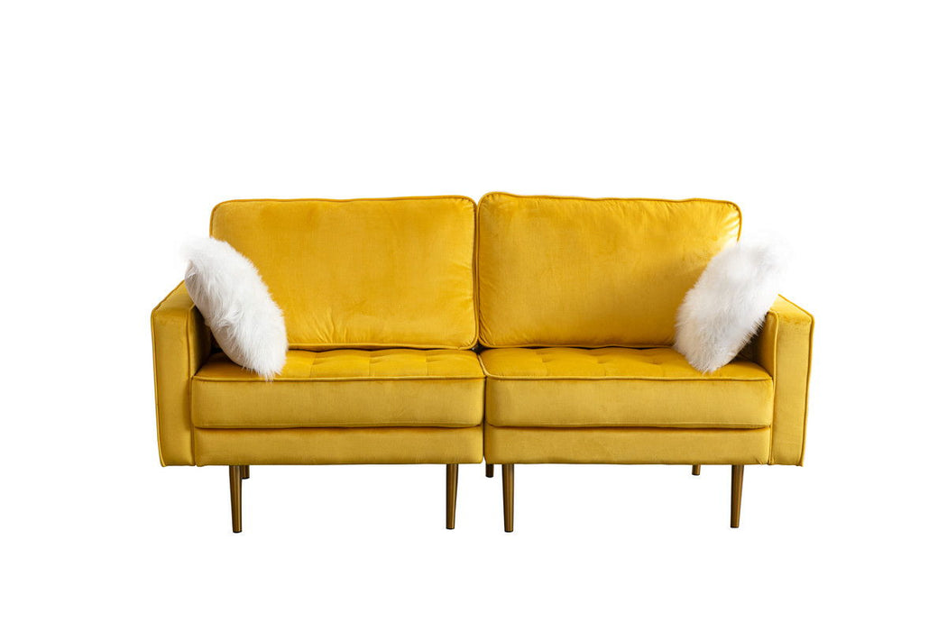 Theo - Velvet Loveseat With Pillows