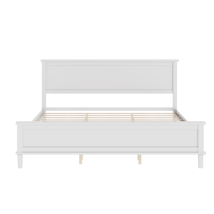 Mid-Century Platform Bed With Headboard And Slat Support, No Box Spring Needed