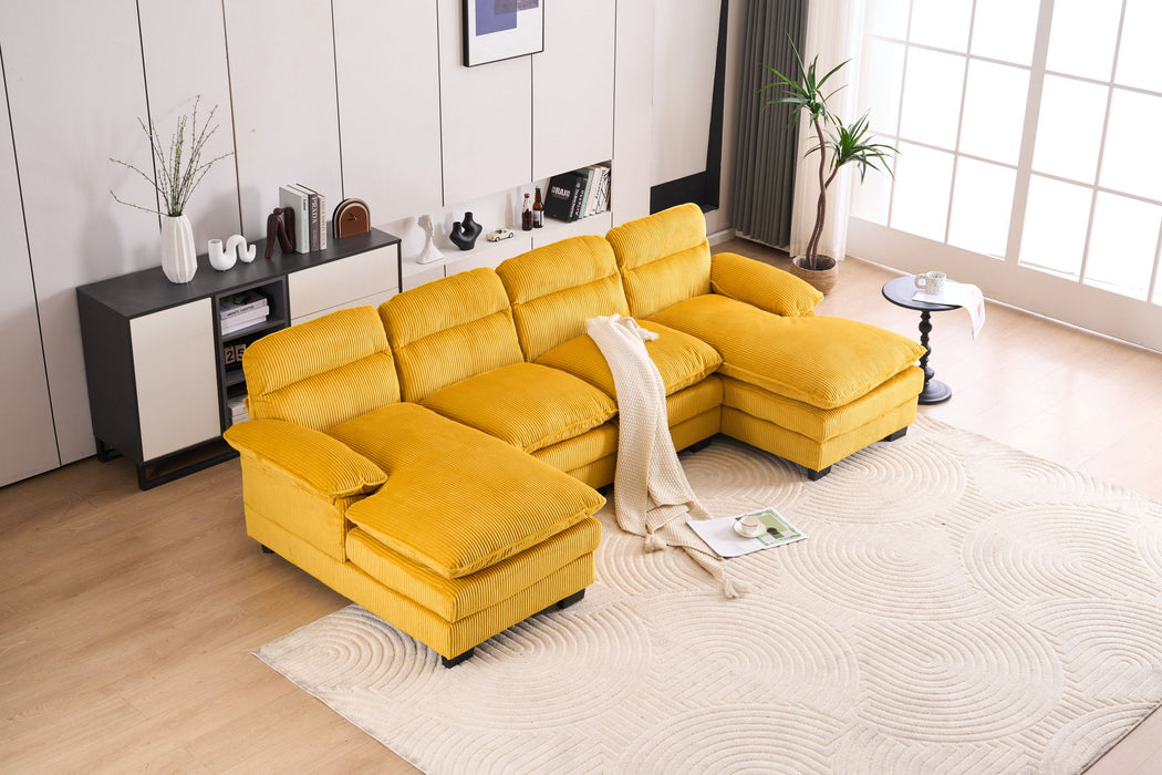 U-Shaped Profile Sofa, Including Two Single Seats And Two Chaise, Modular Sofa, Corduroy Sofa