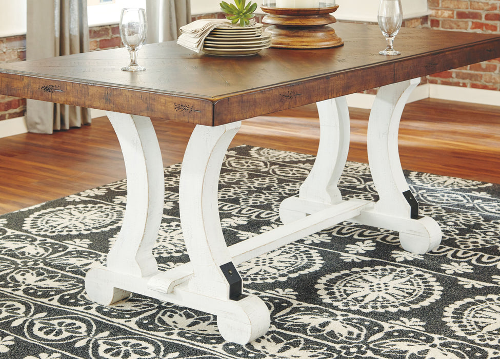 Valebeck - Blanco / Marrón - Mesa de comedor rectangular