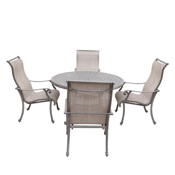Cast Aluminum Dining Set With Sling Chairs