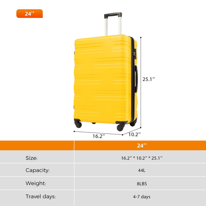 Luggage With Tsa Lock Spinner Wheels Hardside Expandable Luggage Travel Suitcase Check In Luggage ABS 24"