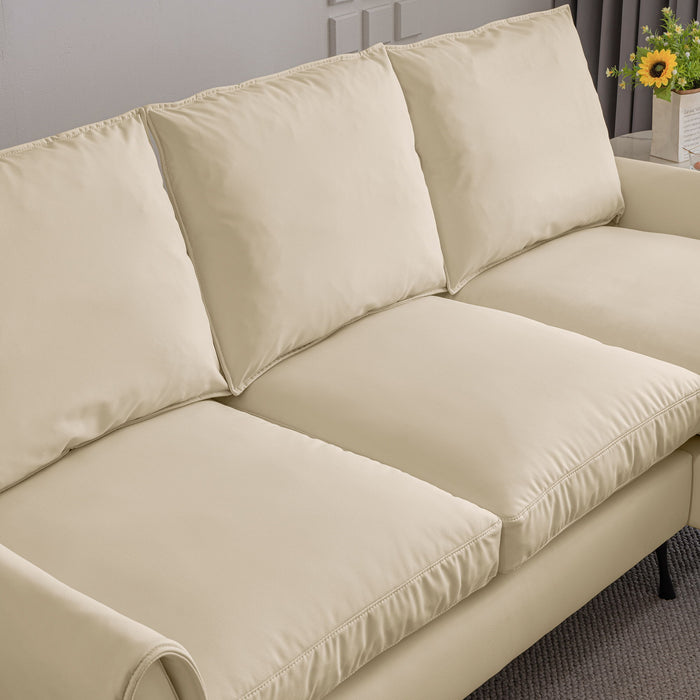 Modern Technical Leather L-Shaped Sofa Couch With Reversible Chaise Lounge