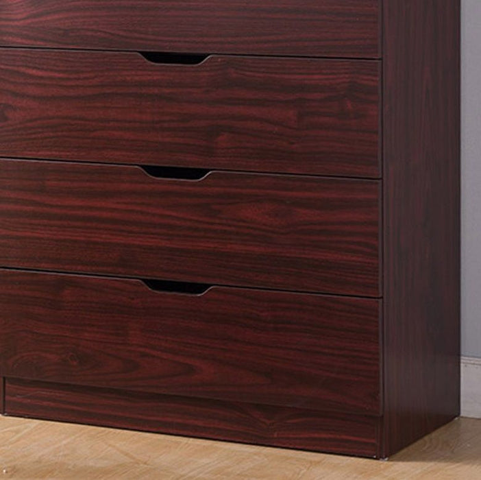 5 Drawer Bedroom Dresser, Home Chest Cabinet With Cut-Out Handles - Mahogany