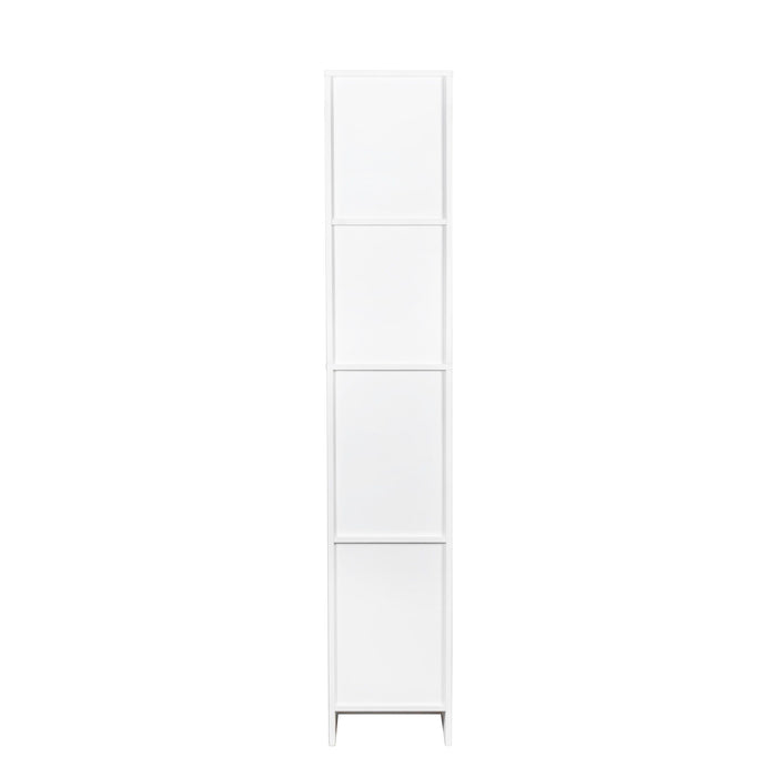 Freestanding Cabinet With Inadjustable Shelves And Two Doors For Kitchen, Dining Room - White