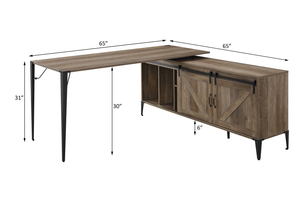 Zakwani - Writing Desk Combined With Cabinet - Rustic Oak / Black