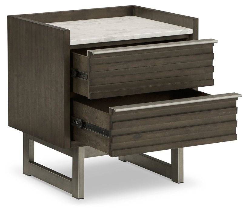 Arkenton - Grayish Brown / White - Two Drawer Night Stand