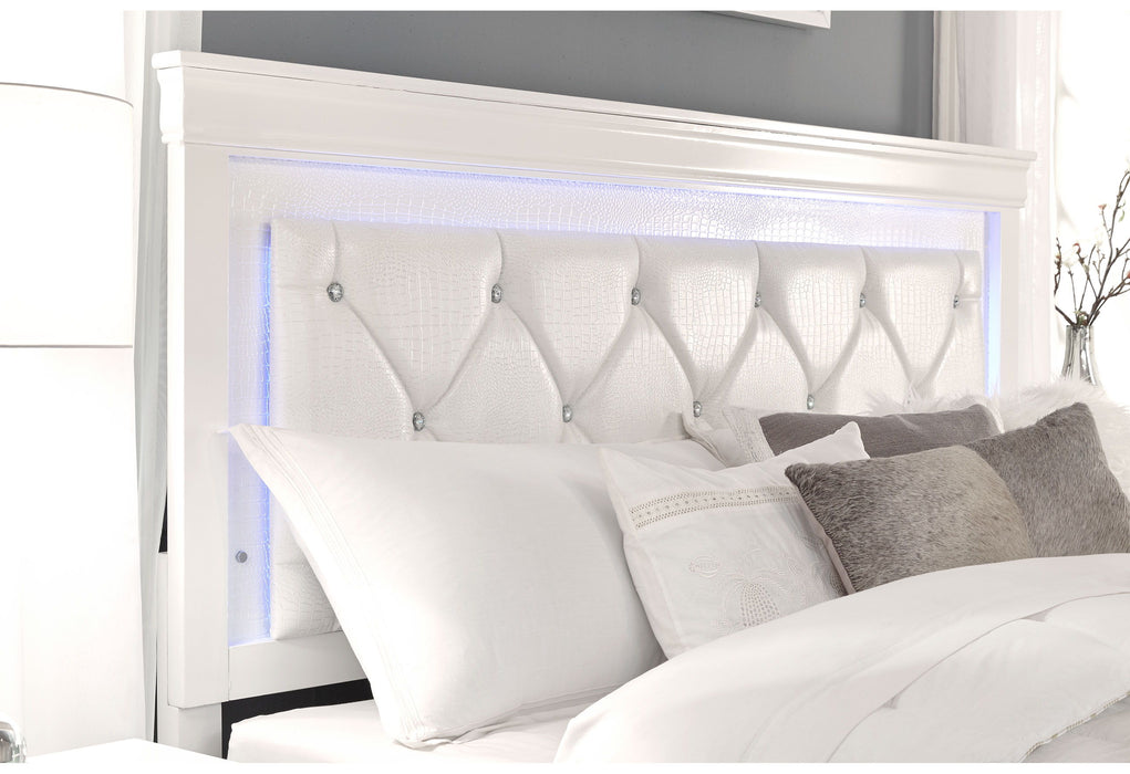 Pompei - Full Bed With LED - Metallic White