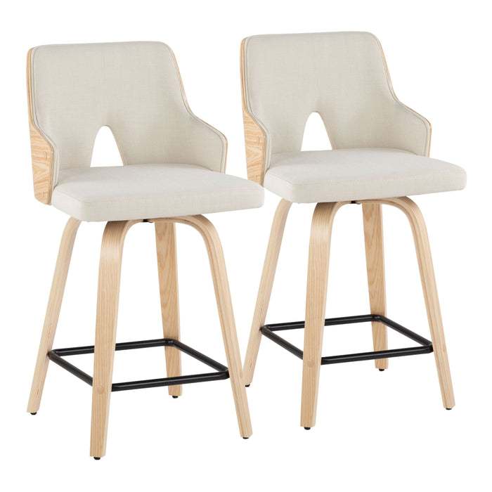 Stella - Contemporary Fixed Height Counter Stool With Swivel Square Footrest (Set of 2)