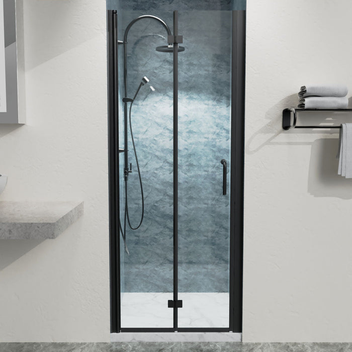 Bi-Fold Semi-Frameless Shower Doors In Matte With Clear Glass