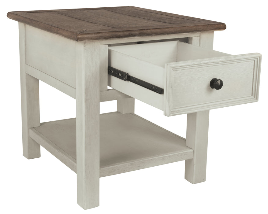 Bolanburg - Blanco / Marrón / Beige - Mesa auxiliar rectangular