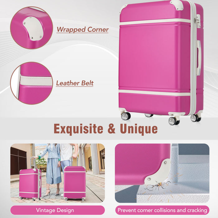 20" Hardside Luggage With Cosmetic Case, 2 Piece Lightweight Suitcase Set With Spinner Wheels, Carry On Vintage Luggage